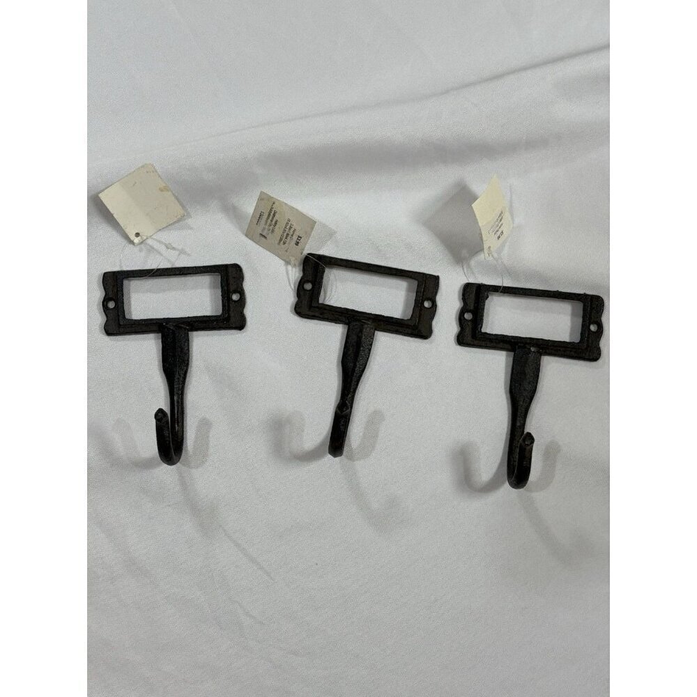Cast Iron Name Slot Wall Hook Key Towel Coat Hanger Rustic Brown